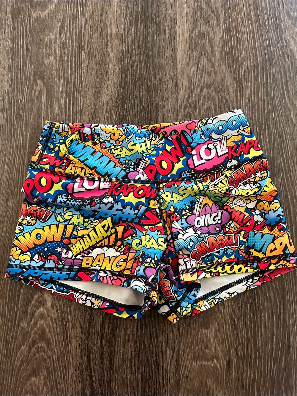 Peachy Women’s Comic Pop Athletic Shorts - Multicolor - Picture 2 of 3